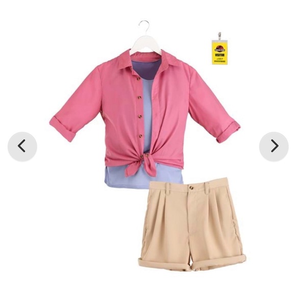 Jurassic Park Pink Shirt and Beige Shorts Costume Dr Ellie Sattler - Picture 3 of 6